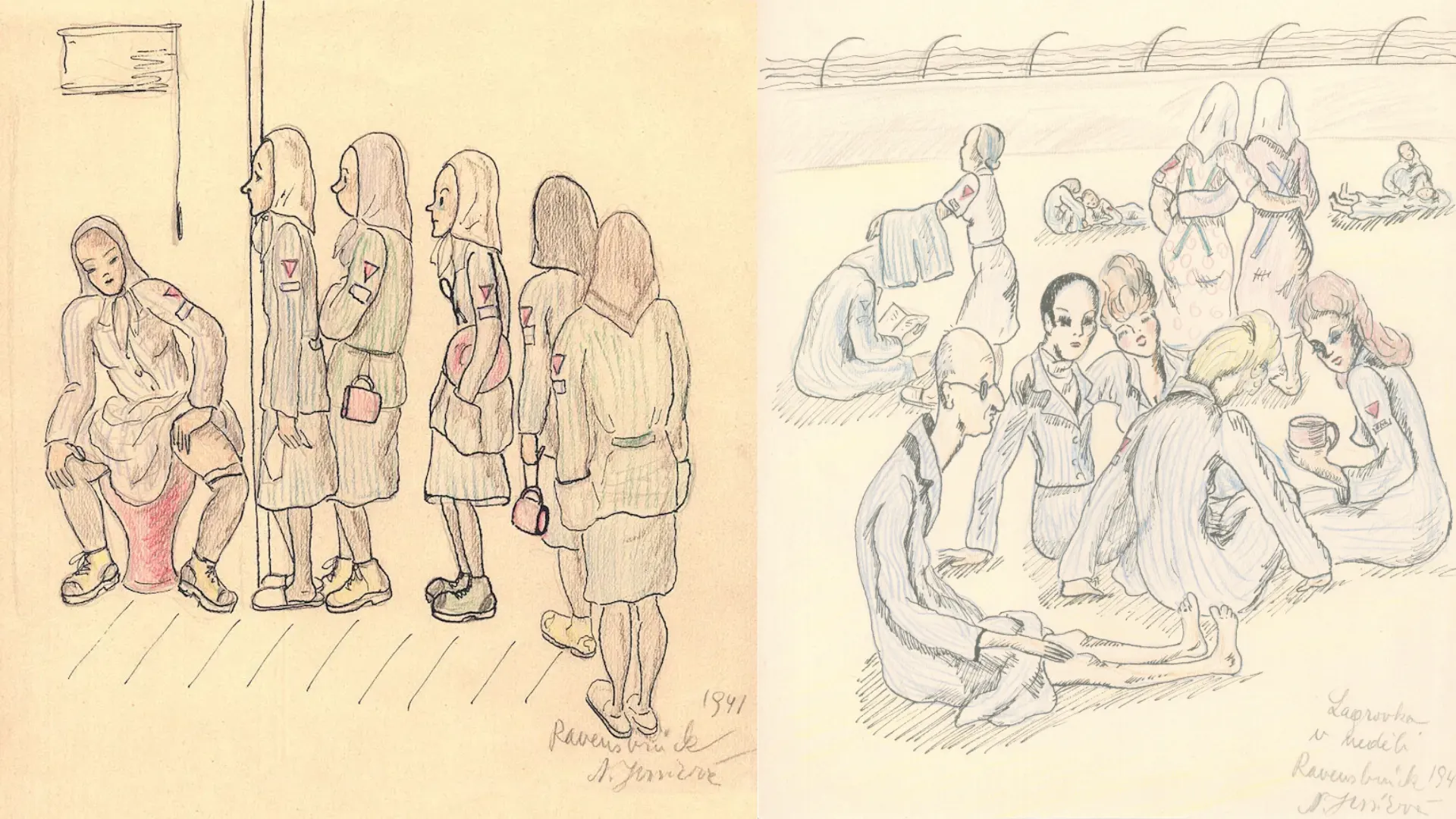  Чешская танцовщица и хореографиня Нина Йирсикова (1910 – 1978) рисует жизнь в Равенсбрюке 